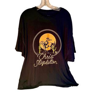 Chris Stapleton Mens Black Graphic Print T-Shirt Top Cotton Country Size 3XL